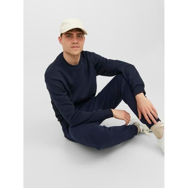 JACK & JONES Herr sweatpants blå navy andningsbar elastisk midja snöre marinblå blazer M