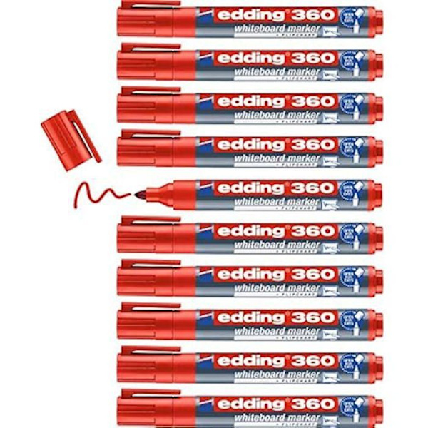 Whiteboardmarkör - EDDING - 360 - Röd - Rund spets 1,5-3 mm - Raderbar tuschpenna Röd