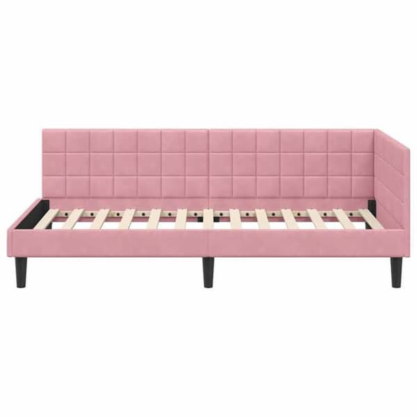 vidaXL Hörnsäng Rosa 100 cm x 200 cm Sammet 42016441