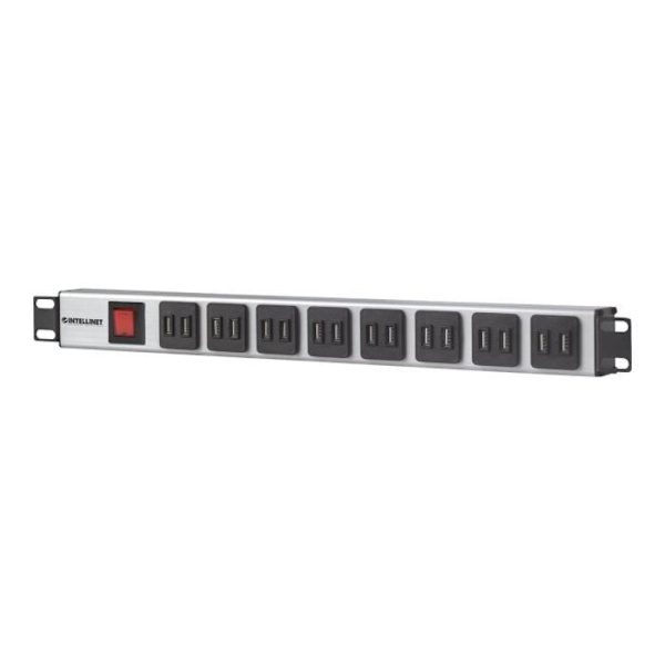 Intellinet 19" Steckdosenleiste m. 16 USB-Ladeport Netzsch. Blå, Grå