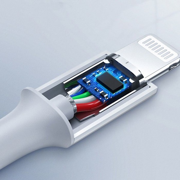 USB-C till Lightning MFi-kabel, 3A, 2m - Ugrön - Vit