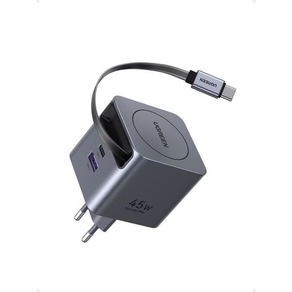 Väggladdare - UGREEN - 45W - USB-A och USB-C - Sammanfällbar - Svart Svart