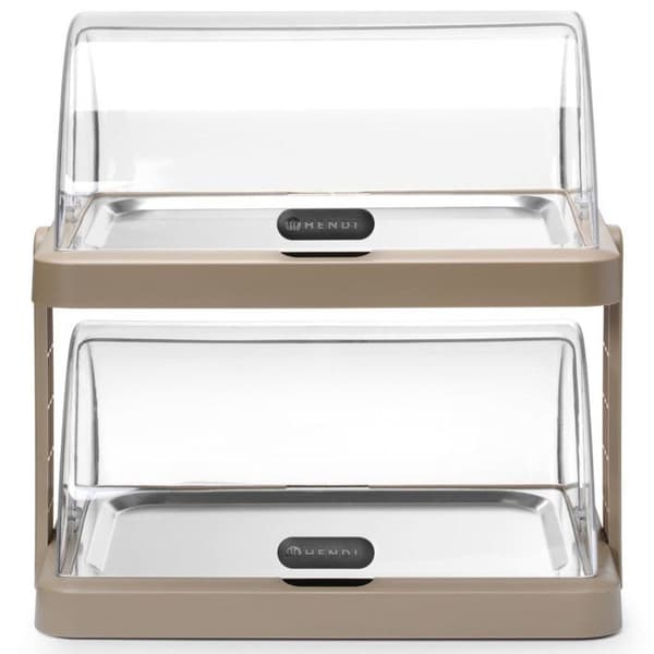 Dubbelbuffé kylvitrin Duo UNIQ med rullande lock - beige