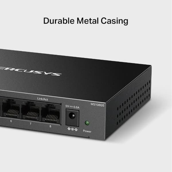 Gigabit Ethernet-switch - MERCUSYS - MS108GS - 8 portar - Metallchassi - Tyst