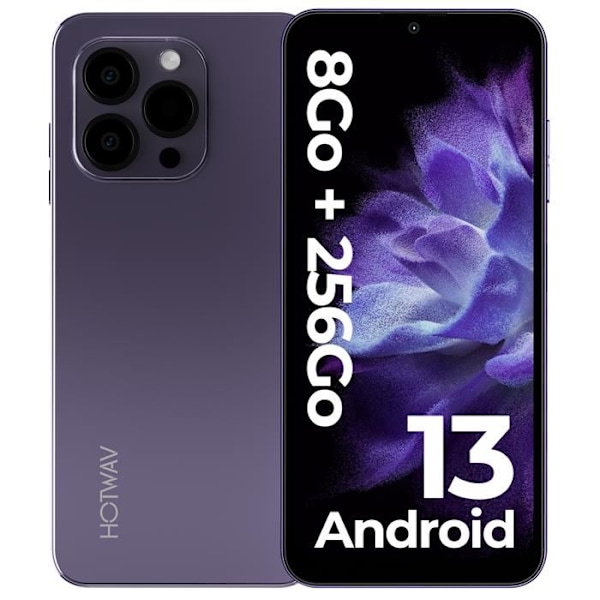 Billigt Smartphone HOTWAV Note 13 Pro - Presenter för Mors Dag/Fars Dag - 6.6'' HD+ 5160mAh 8+256Go 50MP Mobiltelefon NFC - Lila Lila