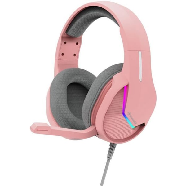 Hörlurar - Marvo TACTIC 40, headset med mikrofon, trådad, rosa, 2.0, bakgrundsbelyst, USB