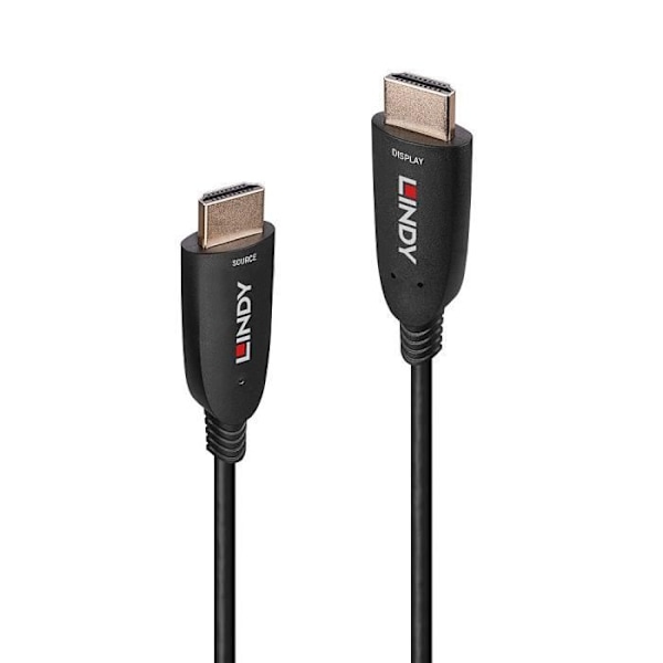 HDMI 2.1-kabel - LINDY - 15m - 8K 60Hz - Hybridfiber - Guldpläterade kontakter svart