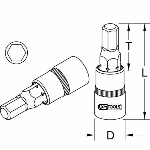 Hylsar - bits Ks tools 918.1631 6-punkts skruvmejselhylsa 1,3 cm CHROMEkortare - 22mm