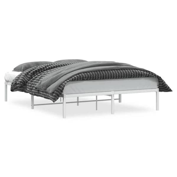 vidaXL Sängram i metall vit 150x200 cm 373675