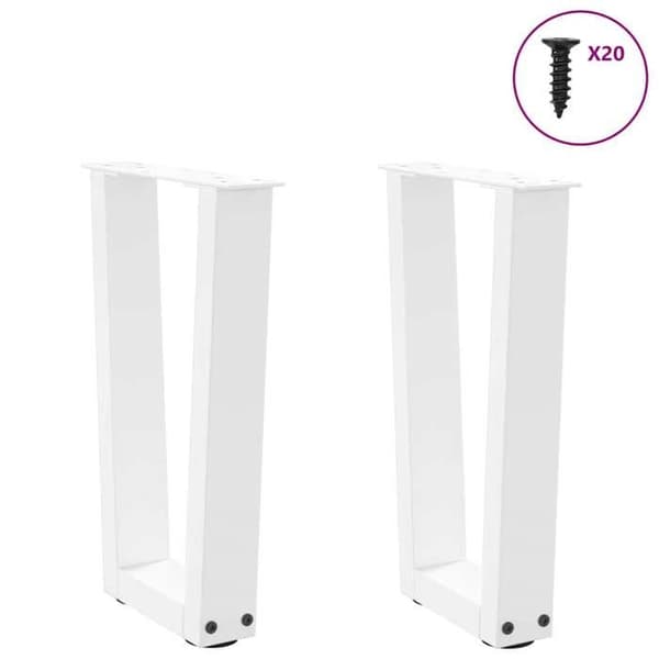 vidaXL V-formade soffbordsben, 2 stycken, vit, 38 x (42-43,3) cm, stål 4012625
