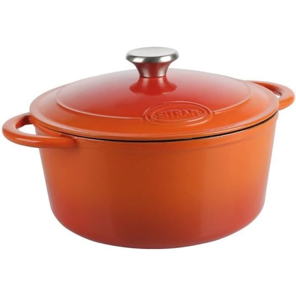 SITRAM Cocotte TRADIFONTE - 712573 - 5L Vit och orange rund emaljerad gjutjärn - Alla värmekällor inklusive induktion vitt och orange