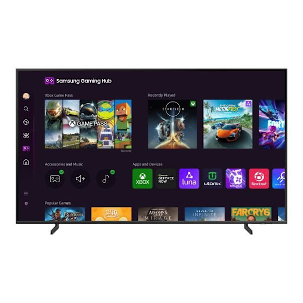 109 cm (43') QLED-skärm - 4K UHD, TV-skanningsfrekvens: 50Hz (upp till 60Hz), Gaming Hub: spela utan konsol - Solair fjärrkontroll
