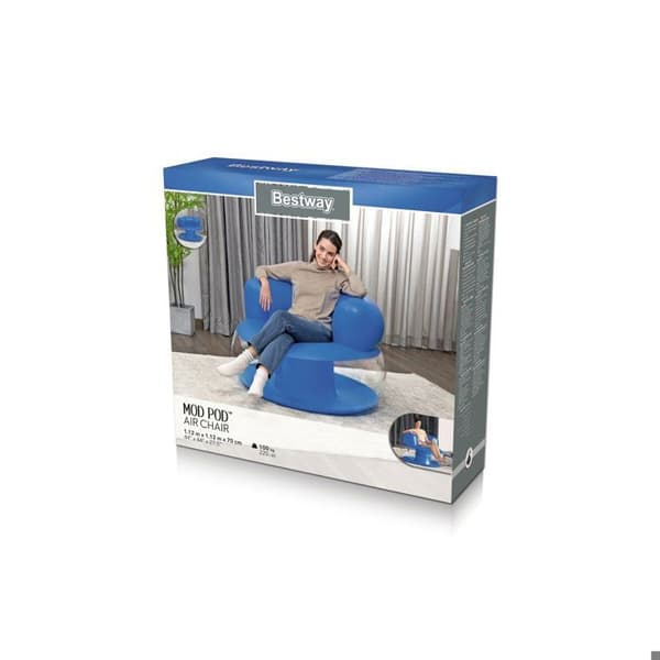 Inflatable Fåtölj - BESTWAY - Mod Pod - 112x112x70 cm - Vit - Blå Vit blå