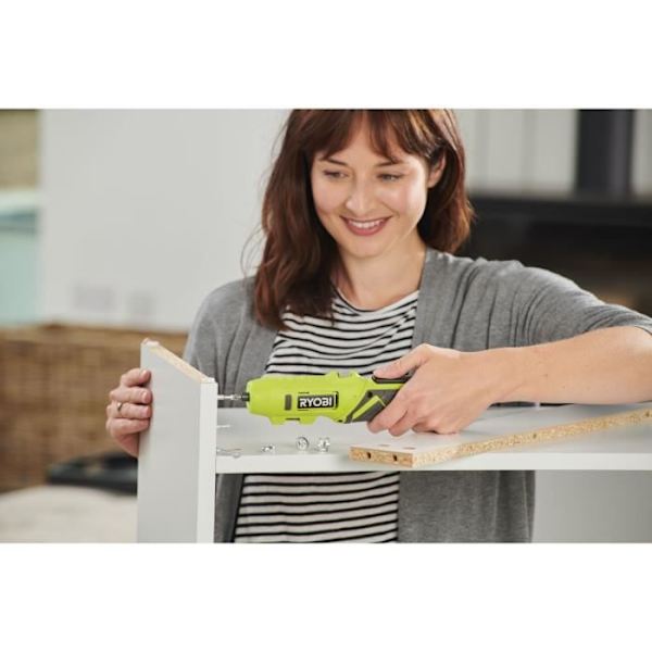 Skruvdragare 4V - RYOBI - RSDP4-120G - 5 Nm - 1 hastighet - LED - Snabbt vrid - USB-C - Batteri 2,0 Ah - 2 bitar Grön / Träkol