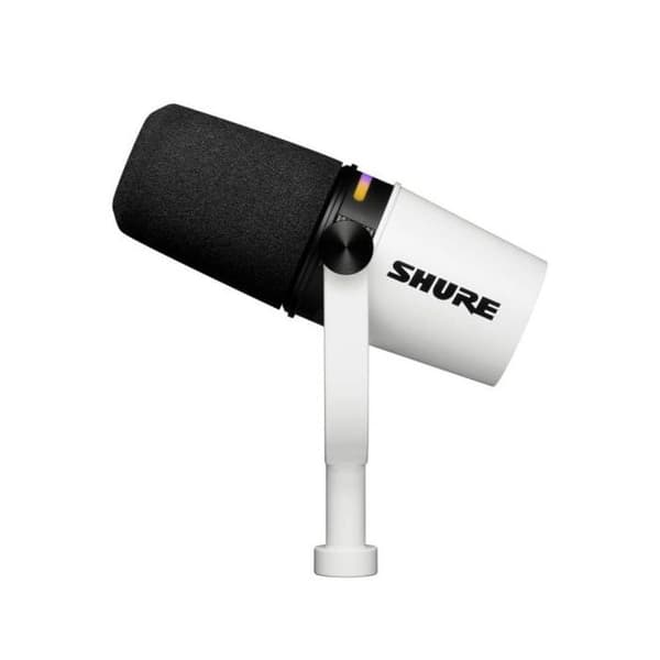 Mikrofon USB - SHURE - MV7+-W - Dynamisk - Dubbelanslutning - LED-pekskärm Vit