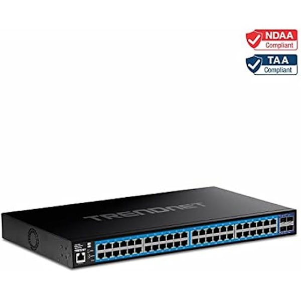 Intelligent Web-switch - TRENDNET - TEG-3524S - 48 Gigabit-portar - 4 SFP+-portar 10G - IPv6-hantering