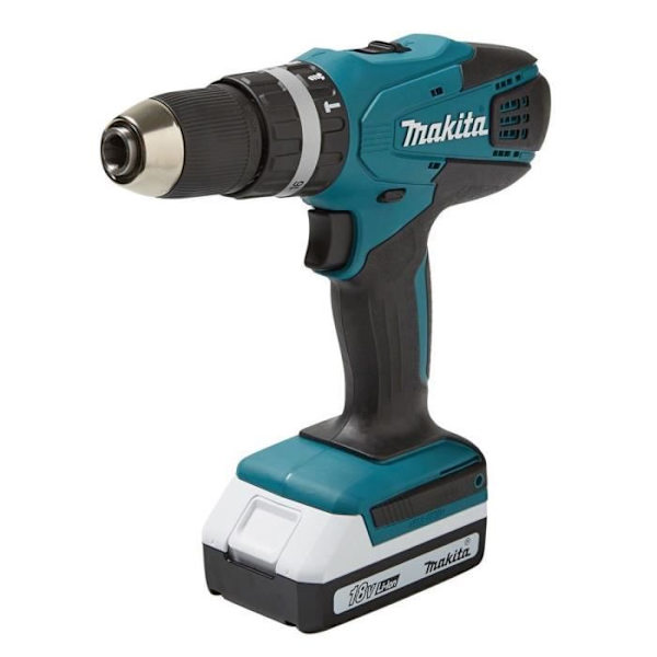 MAKITA Set borrskruvdragare med slag 18 V Li-Ion 1,5 Ah Ø 13 mm HP457DWE Svart