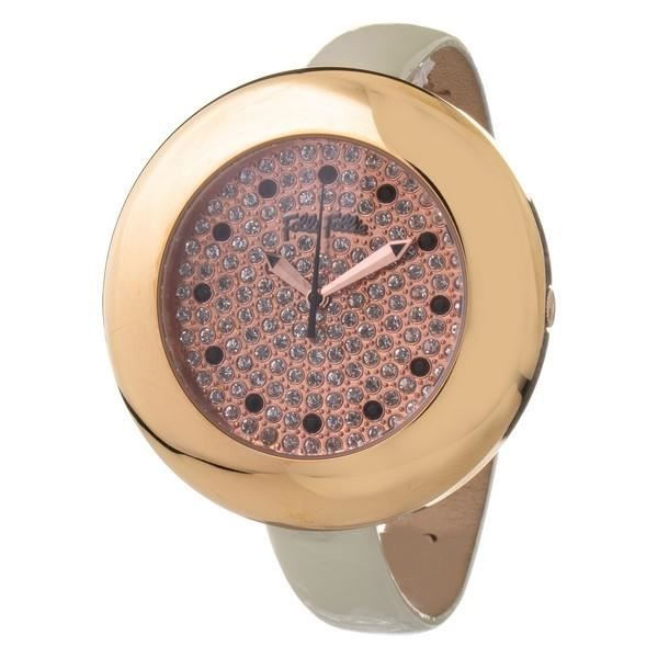 Damklocka - Folli Follie - WF0R062SSZ - Kvarts - Läder - Ø 45 mm Vit, rosé