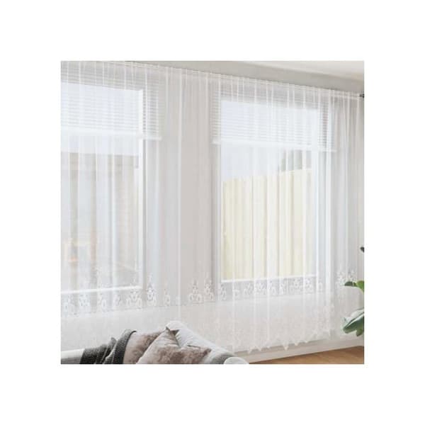 Blomster spetsgardin - vidaXL - Vit - Polyester - 280x500 cm - Ljusfiltrerande - Integritetspaneler Vit