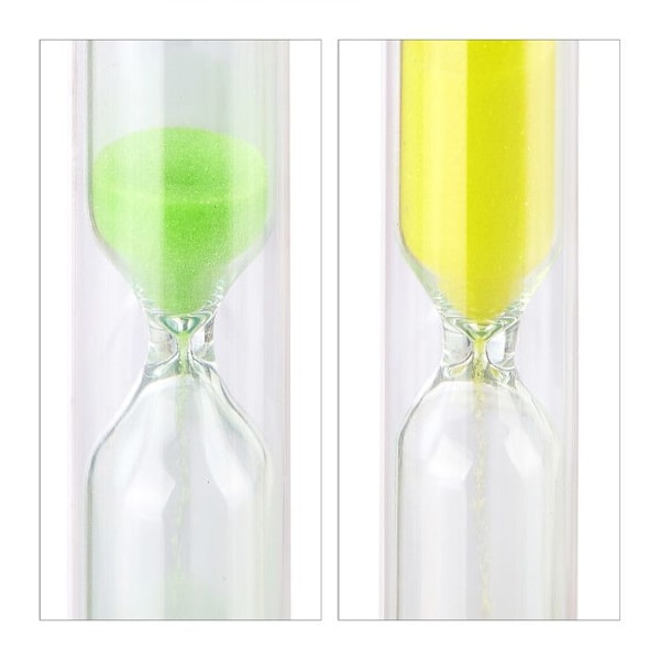 Relaxdays Hourglasses Set med 5 för barn, tandborstningstimer, tetimer, x 5 sandklockor, flerfärgad vit, röd, grön