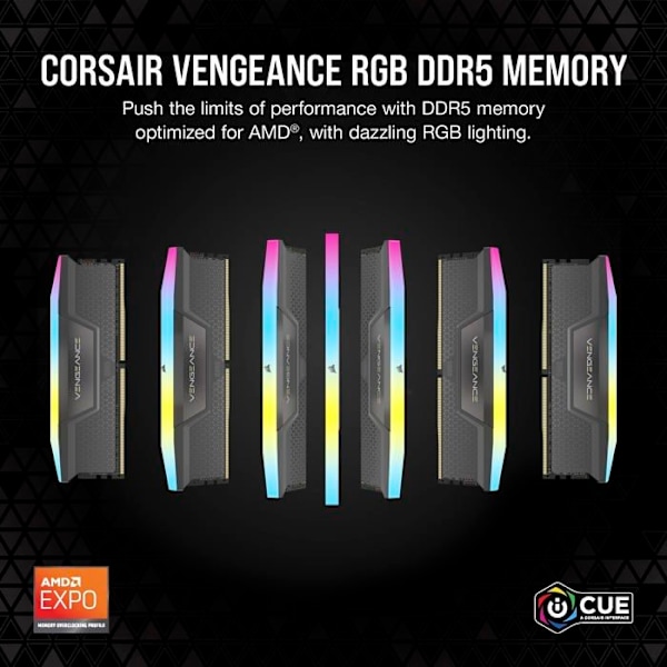 Corsair Vengeance RGB DDR5 64 GB (2 x 32 GB) 5600 MHz CL36 - Dual Channel Kit 2 RGB DDR5 RAM PC5-44800 - CMH64GX5M2B560