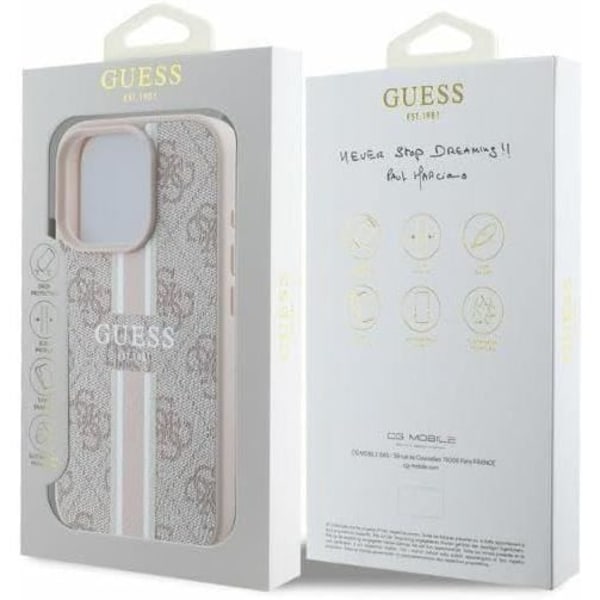 Hård skal - Guess - GUHMP16XP4RPSP - iPhone 16 Pro Max - Rosa - Tryckta ränder Rosa