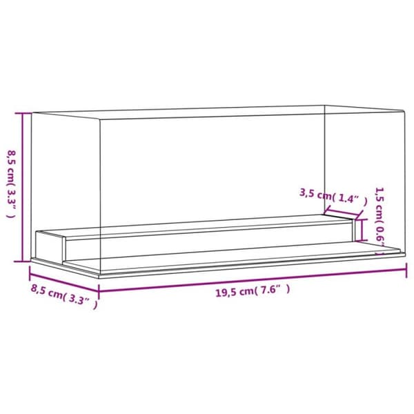 Transparent display box 19,5x8,5x8,5 cm acrylic