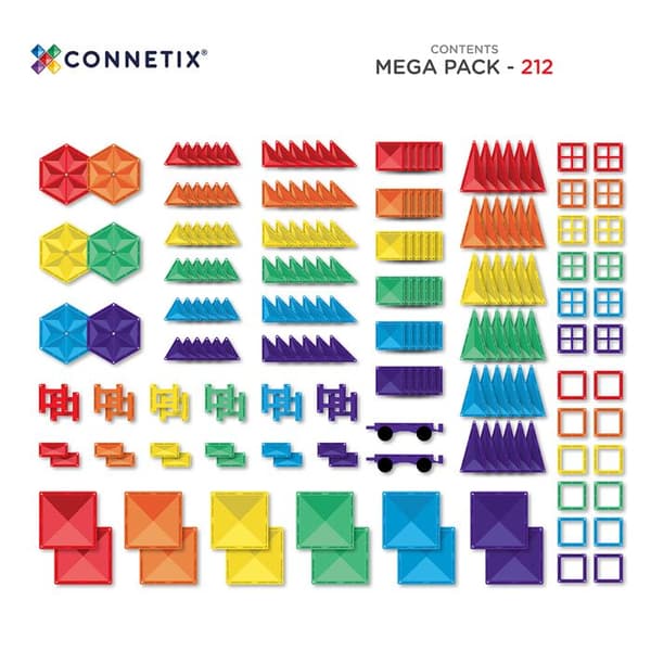 CONNETIX Byggplattor Magnetiska Regnbåge Mega Pack, 212 Delar Regnbåge