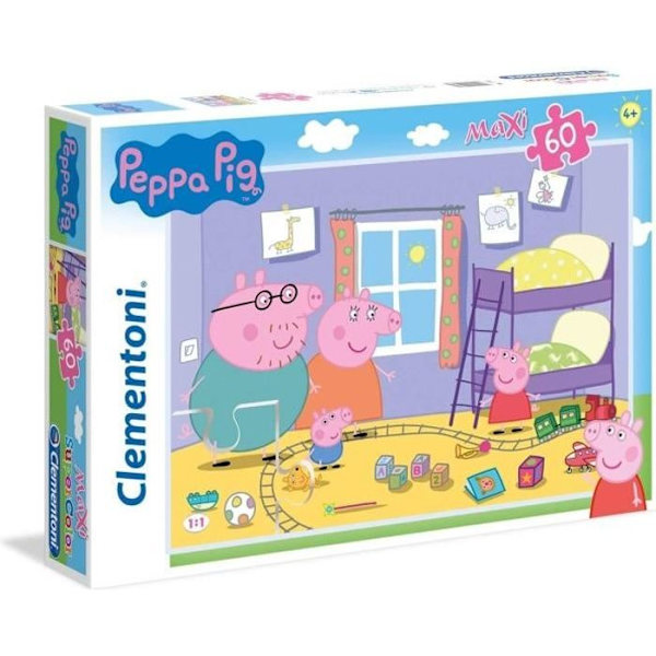 Peppa Pig Pussel - - Clementoni 60 bitar Maxi - För barn från 4 år och uppåt - Tillverkat i Italien Flerfärgad