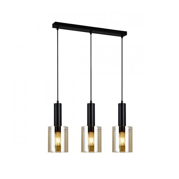 Modern taklampa - ITALUX - Sardo - Svart - Amber - 3 E27 40W glödlampor