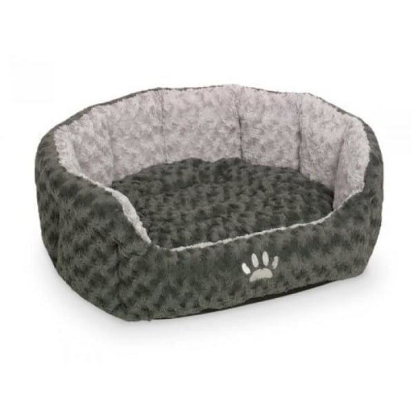 Hundsäng - NOBBY - SEOLI - Oval - Fleece - 86x70x24 cm Mörkgrå/ljusgrå