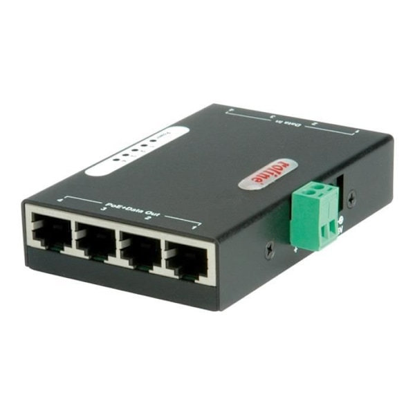 Roline Gigabit Ethernet PoE Injector Power Injector 48 V 120 Watt Output Connectors: 4 Black