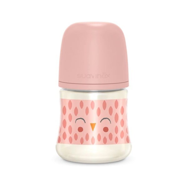 Suavinex - SUA000063 - 307831 - GLASFLASKA 120ML/SX PRO TAC FYSIOLOGISK LÅNGSAM FLÖDE/ROSA CHIBOU/BONHOMY