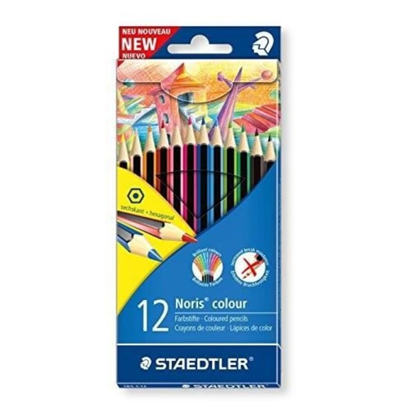 Färgpennor - STAEDTLER - NORIS PLUMIER - 12 assorterade färger - Certifierad trä - Ergonomisk 12 olika färger