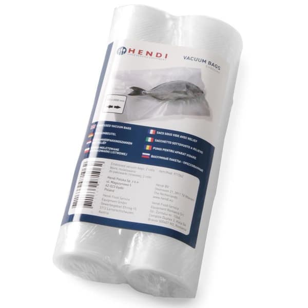 Molettade påsar för vakuumförpackningsmaskiner i rulle 200 x 6000 mm, 2 rullar