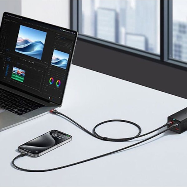 Cabel för laddning Baseus Cafule USB-C till USB-C 100W 1 m (2 stycken) Röd Svart + Grå Svart