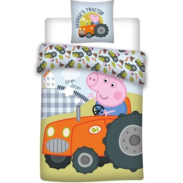 Peppa Pig Baby Sängkläder Set 100% Bomull - George Påslakan 100x135cm + Örngott 40x60cm orange och rosa