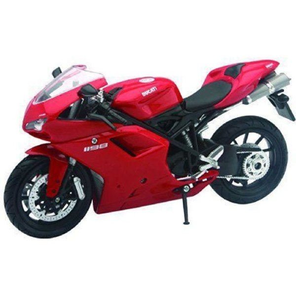 Miniatyr - NEW RAY - Ducati 1198 Motorcykel - Röd - Skala 1/12