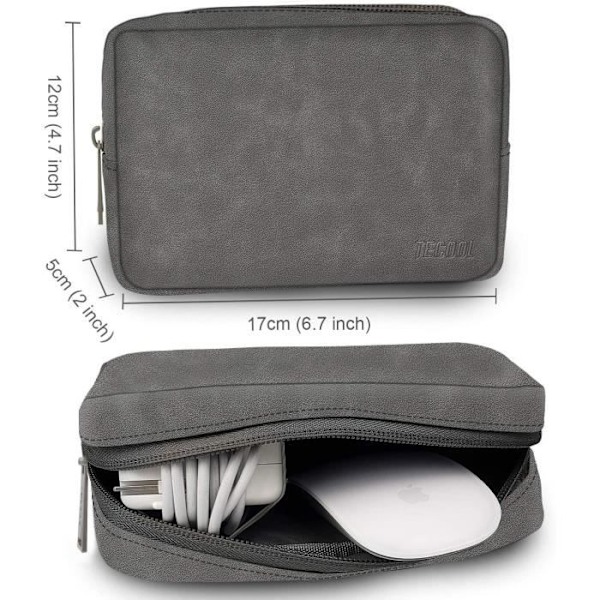 TECOOL 13-13,3 tums fodral för bärbar dator i konstläder med tillbehörsväska för 2010-2017 Macbook Air 13 A1466-A1369 Grå (2 i 1)