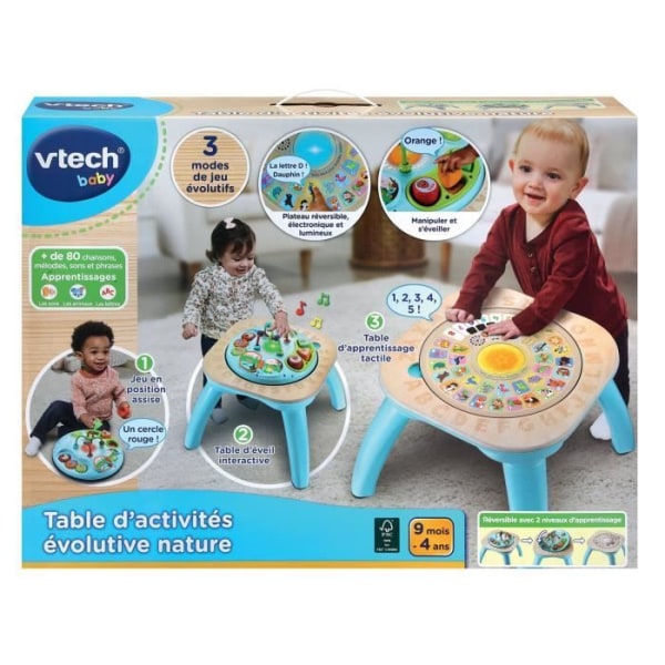 VTECH BABY evolving aktivitetsbord - Natur - FSC®-certifierad träleksak - 9 månader till 4 år