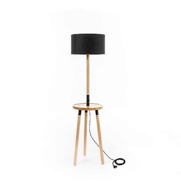 Lampstativ - Acrux - Svart - 40 x 40 x 135 cm - Trä och tyg - E27 max 40W Svart