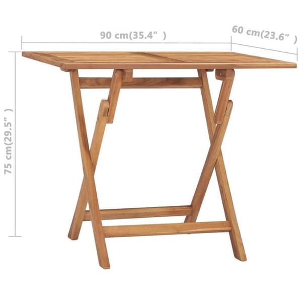vidaXL Fällbart trädgårdsdiningbord 90x60x75 cm Solid teakträ 315445