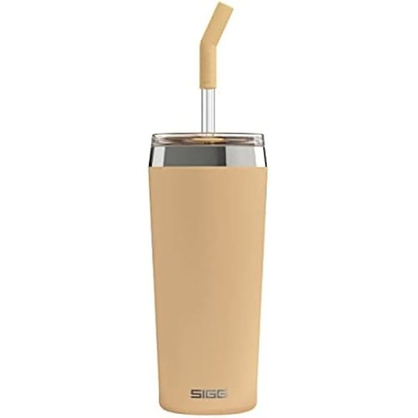 Isolerad mugg - SIGG - Resemugg Helia - Slitstark glashalm & rengöringsborste - Läcksäker - Stål Dämpad Peach