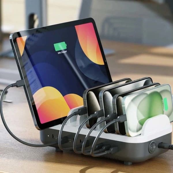 Powerfin Laddstation 10 USB-C-portar 100W Hög Effektivitet A-Logic Grå Grå