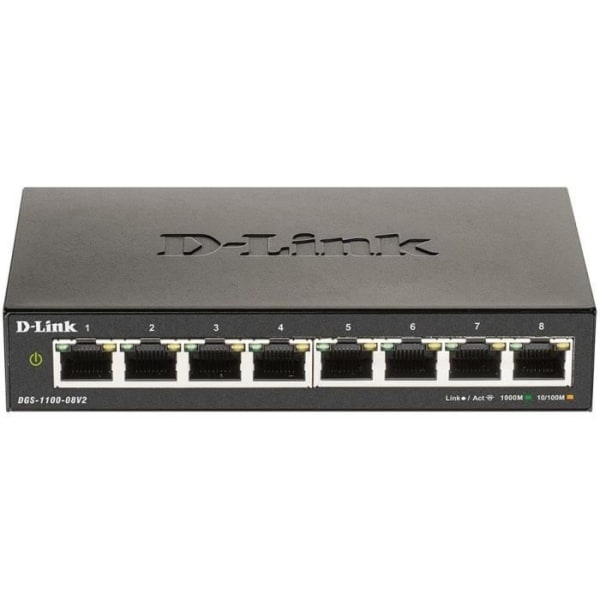 D-LINK DGS 1100-08V2 - Switch - intelligent - 8 x 10/100/1000 - Desktop - AC 100/240 V