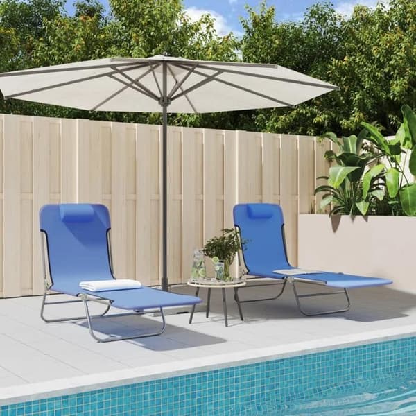 vidaXL Set med 2 Fällbara Solstolar, Solsäng, Terrassstol, Uteplatsstol, Blå 360180 Blå