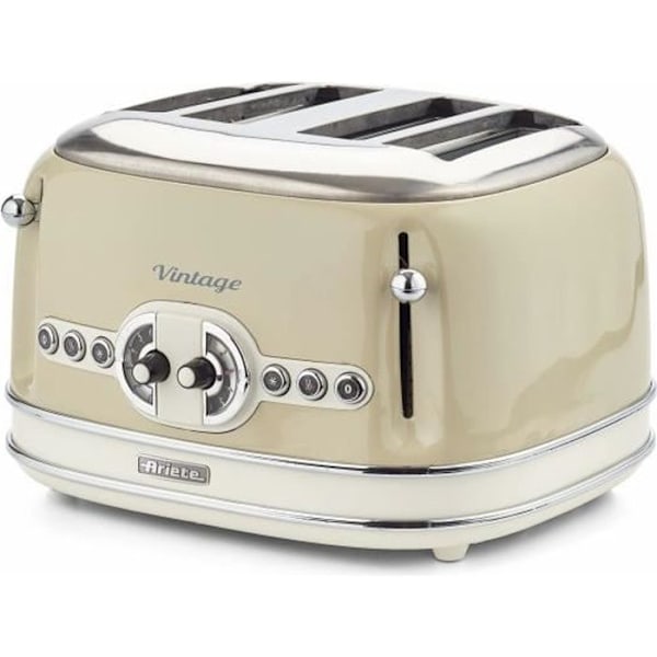 ARIETE Vintage 4-skivors brödrost - 6-lägestermostat - Avfrostnings- och återuppvärmningsfunktion Beige