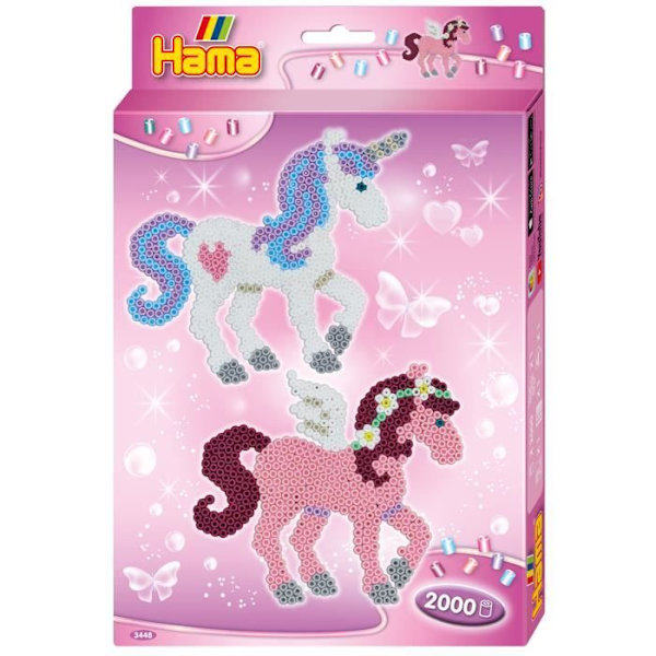 HAMA - "Fantastic Horses" box - 1500 MIDI storlek strykpärlor och 1 tallrik - Kreativa hobbyer - från 5 år och uppåt
