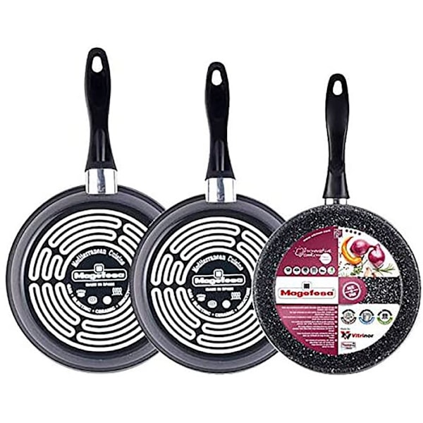 Set med 3 stekpannor 20-24-28 cm, induktion, sten non-stick utan PFOA Magefesa Gransasso grå 88244 Grå