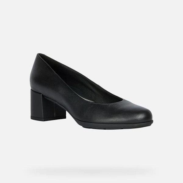 Geox D New Annya pumps i svart läder för dam - Andningsbara och vattentäta sulor SVART 39 1/2